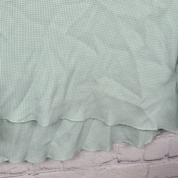 Roxy Mint Green Boho Waffle Thermal Shirt Long Sleeve Floral Print Top Medium - Picture 7 of 10